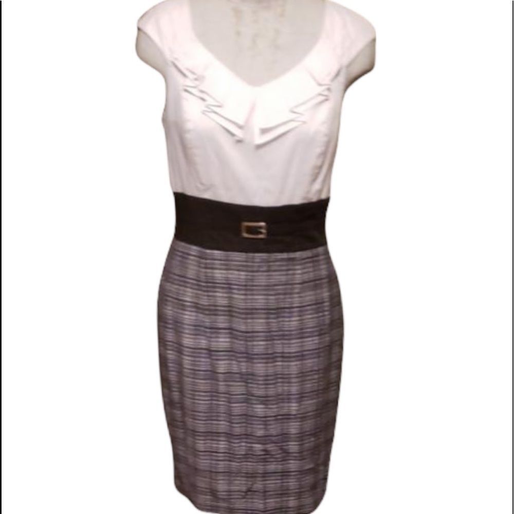 WHBM 4 dress v neck faux belt cocktail